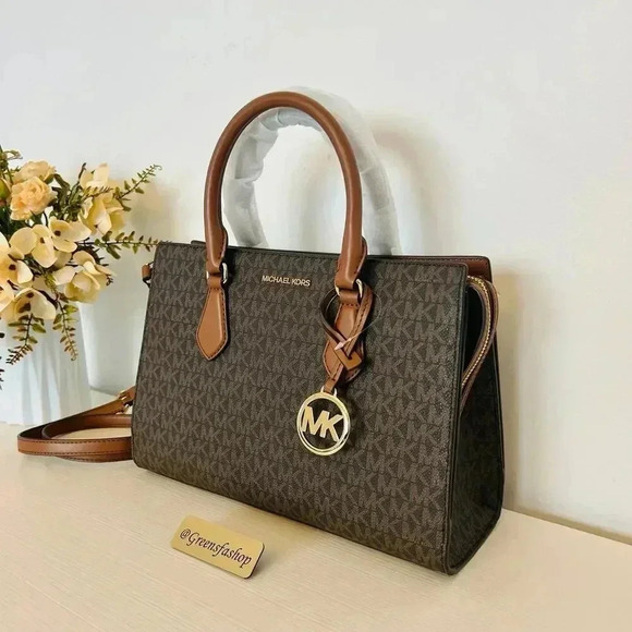 Michael kors purse Sheila Medium Satchel Brown Signature - Picture 2 of 10